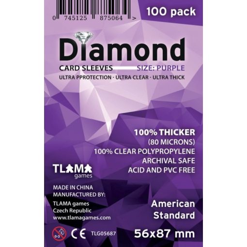 Diamond Purple: American Standard (56x87 mm, 80 mikron, 100 db) kártyavédő